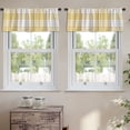 thumbnail image 2 of LALILO Kitchen Curtain Valance Yellow White Check Rod Pocket Window Curtain 52"x 18" Set of 2, 2 of 6