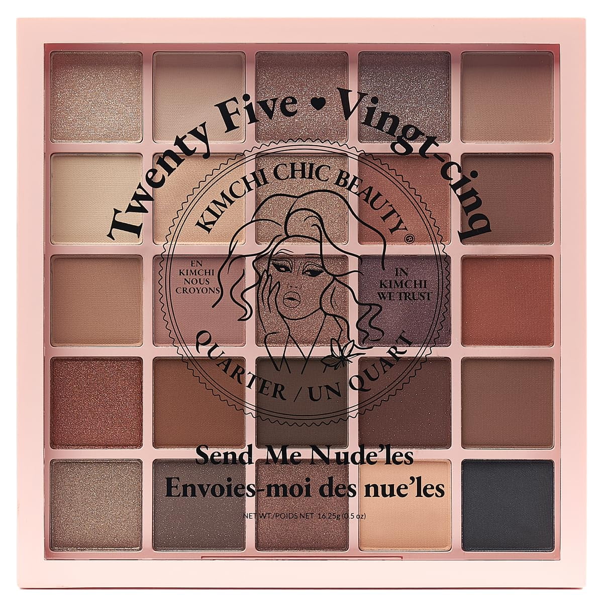 KimChi Chic Beauty Twenty Five Eyeshadow Palette - 25 Shimmer & Matte Shades for Day to Night Looks, Cruelty Free & Vegan Send Me Nude'Les 0.5 oz