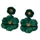 thumbnail image 5 of Pendientes colgantes de flores, pendientes de pétalos florales, pendientes colgantes románticos, elegantes pendientes de zinc. Verde oscuro, 5 of 9