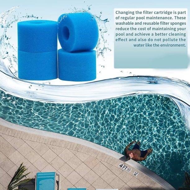 Lot De 2 Filtres Piscine Type B Réutilisables Mousse - Compatible Intex