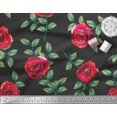thumbnail image 3 of Soimoi Black Cotton Duck Fabric Leaves & Rose Floral Printed Craft Fabric by the Yard 42 Inch Wide, 3 of 3