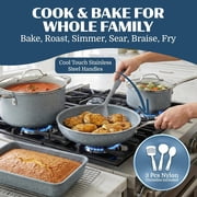 Granitestone 20 Pc Pots and Pans Set Non Stick, Pots and Pans Ceramic Cookware Set with Square Pan, Pot and Pan Set with Bakeware/Utensils, Non Stick Pots and Pan Set, Oven/Dishwasher Safe, Gray