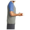 thumbnail image 3 of Mens Tri-Blend Wicking Polyester/Cotton/Rayon Raglan Tee True Royal Heather/ Light Grey Heather Small, 3 of 8