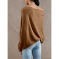 thumbnail image 3 of Batwing Boat Neck Sweaters for Women 2024 Long Sleeve Soft Knit Loose Baggy Pullover Jumper Top, 3 of 4