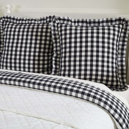 Orange Euro Sham Antique White Black Farmhouse Bedding Jenna Buffalo Check Cotton Buffalo Check Euro Sham ()