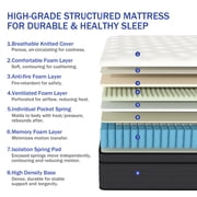 Yilicy 12 inch Queen Mattress, Gel Memory Foam & Spring Hybrid Medium Comfort Mattress in a Box,Adult