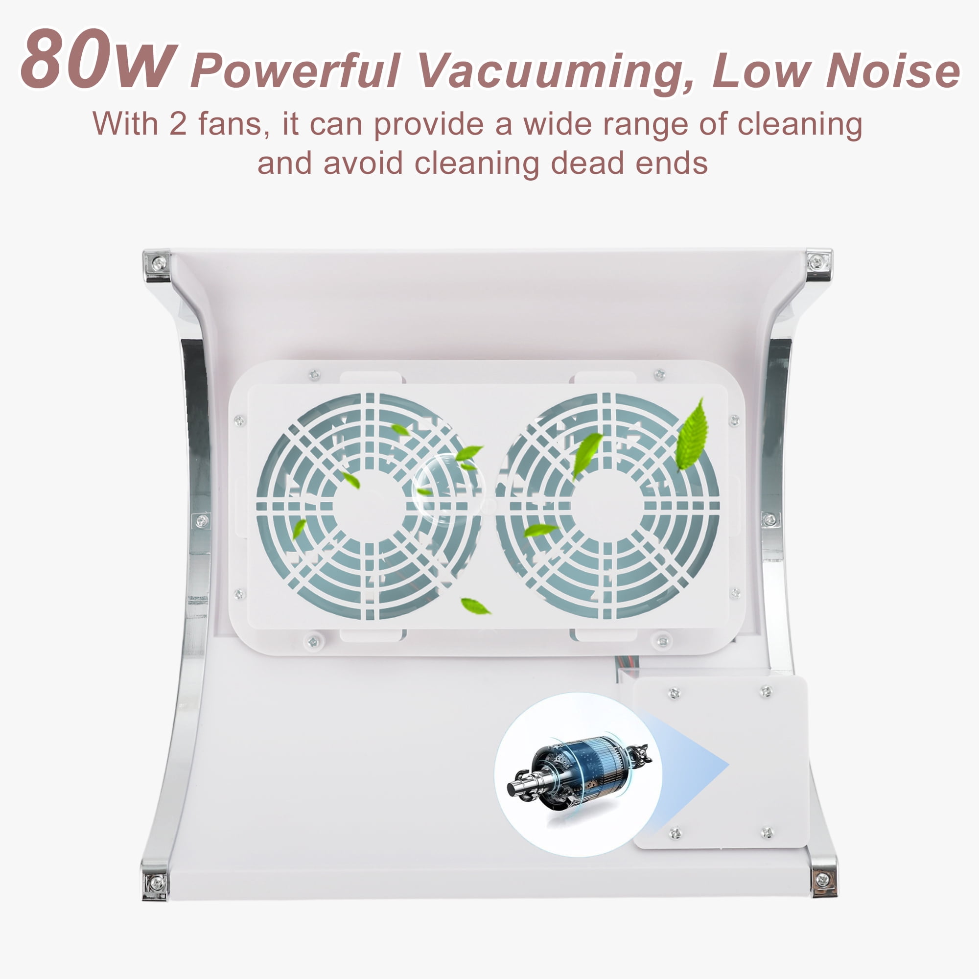Unique Bargains Nail Dust Collector 80W Nail Vacuum Dust Collector Low Noise Dust Collector With 2 Dust Bag White
