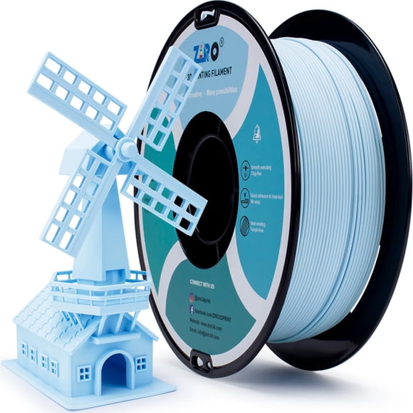 Filamento para impresora 3D ZIRO Matte PLA, 1,75 mm, 1 kg, azul pastel