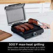 Ninja Sizzle 6-Serving Electric Indoor Grill, Low Smoke, 500°F Max Heat, GR100, Black/Stainless Steel