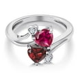 thumbnail image 3 of Gem Stone King 925 Sterling Silver Red Created Ruby Red Garnet Ring for Women (1.89 Cttw, Heart Shape 6MM, Gemstone July Birthstone, Size 8), 3 of 6