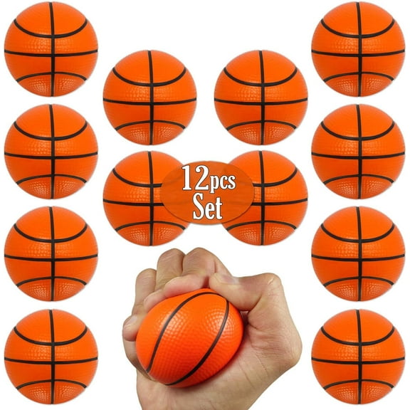 LQQBOX 12PCS Basketball Stress Balls, Mini Foam Basketball Small Squeeze Balls Stress Anxiety Relief Balls Sports Theme Basketballs