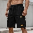 thumbnail image 2 of successthop Cargo Shorts for Men Relaxed Knee Length Sweatpant Shorts Drawstring Bottoms Oversized Clothes with Pockets XS, 2 of 8