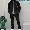 thumbnail image 2 of DHFJKG 2 Piece Sets Mens Shirts Waffle Button Down Turndown Collar Shirt Jacket Straight Leg Pants Solid Color Versatile Outfit, 2 of 5