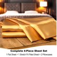 thumbnail image 6 of Smooth Satin BedTite Sheet Set, King, Gold – Wrinkle-Resistant, Deep Pocket, Soft & Secure Fit, 6 of 7