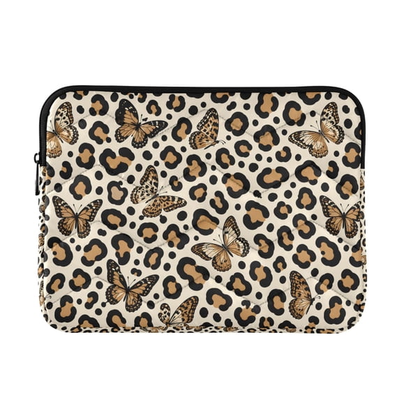 DIXRUYEE Multi-Layer Padded Leopard Print Butterfly Pattern Laptop Sleeve Waterproof Shock Resistant Notebook Case for 13/14/15/16 Inch Laptops Office Slim Portable Computer Pouch