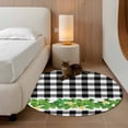 thumbnail image 2 of Small Round Rug 3Ft Washable Non-Slip, St. Patrick's Day Circle Area Rugs for Living Room Bedroom, Green Shamrock Grasses Black White Plaid Indoor Floor Mats Carpet Runner for Home Decor, 2 of 8