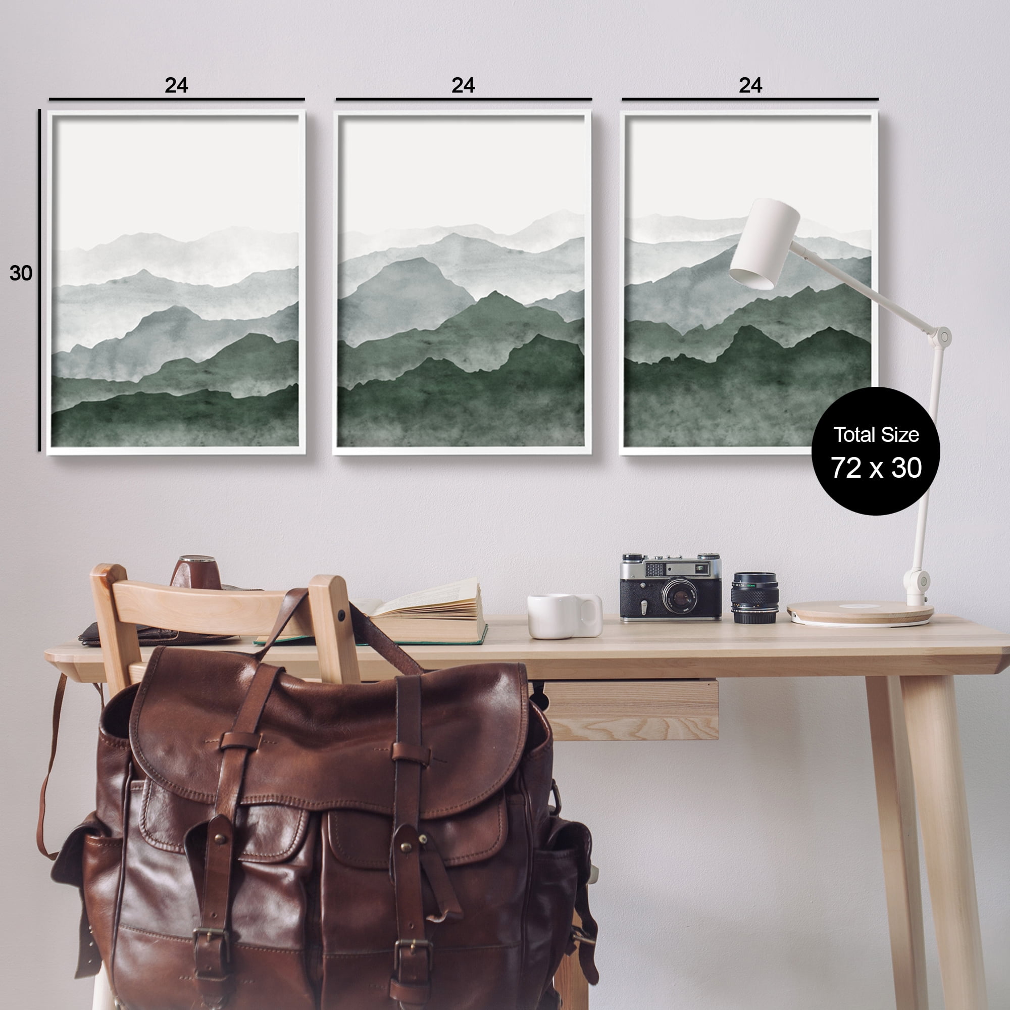 Stupell Sage Hills Mountain Nature View Landscape Painting White Framed Art Print Wall Art, Set of 3