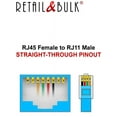 RJ11 to RJ45 Phone Jack to Adapter (RJ45 Female to RJ11 Male) 2 Pack, Made in USA