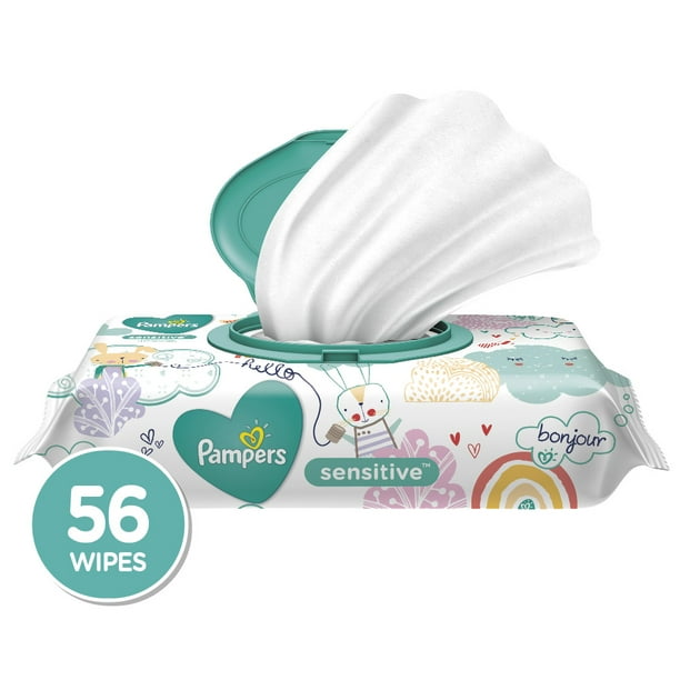 Pampers Sensitive Baby Wipes, 1x PopTop Packs, 56 Ct