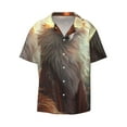 thumbnail image 2 of Lsque Mystic Fox With Halo print Men's Cuban Collar Short Sleeve Shirt Summer Beachwear Casual Button Down Fashionable Vacation Leisure Shirt-Large, 2 of 7