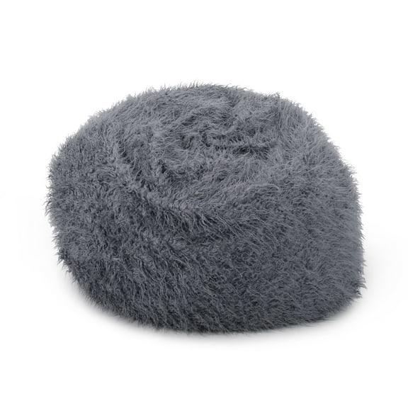 GDF Studio Lycus 5 ft Long Faux Fur Bean Bag, Gray