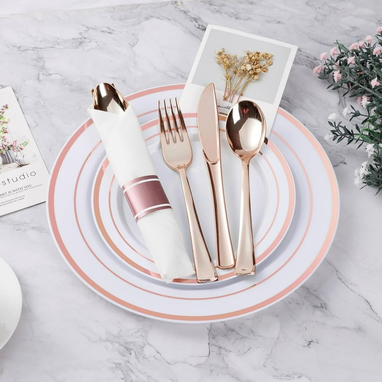 Disposable Dinnerware Rose Gold Plates And Napkins Rose Gold