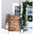 thumbnail image 5 of Merry Christmas Believe Garden flag 12.5x18 Rustic Wood Snowflake Winter Holiday Outside Decorations Burlap Yard Flags Double Sided, 5 of 6