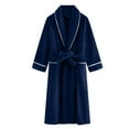 thumbnail image 7 of Fleece Robes for Men Long Sleeve Plush Bathrobes with Pockets and Belt Open Front Casual Solid Thermal Warm Flannel Ankle Length Loungewear Bath Robe, 7 of 7