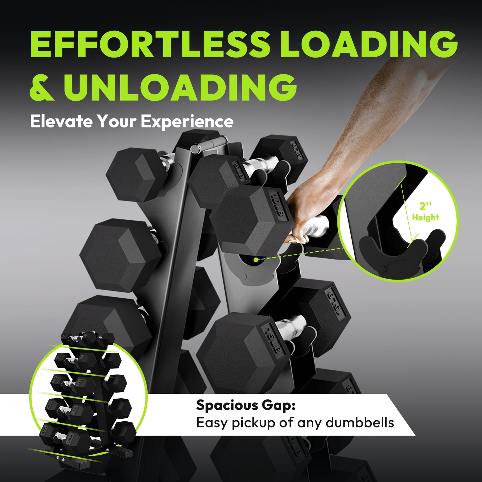 HANDBODE 100 lb Dumbbell Set Rubber Encased Hex Dumbbell Free Weights Dumbbells Set Home Weight Set with Rack 5 * 2 / 8 * 2 / 10 * 2 / 12 * 2 / 15 * 2
