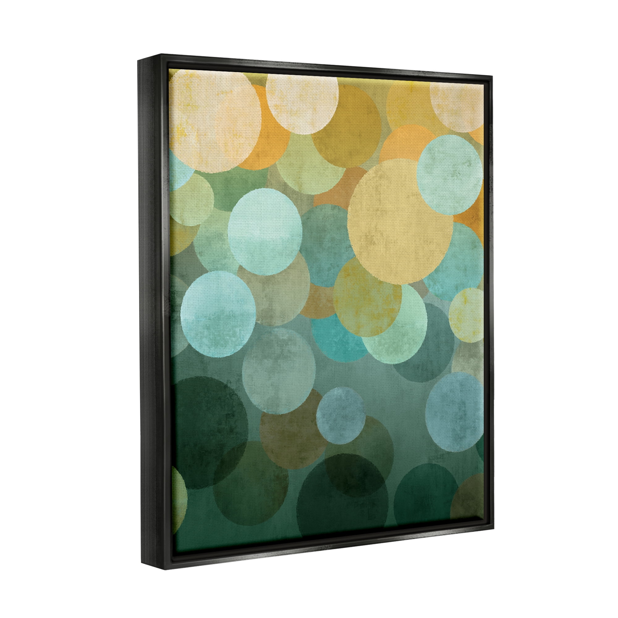 Stupell Industries Green Ombre Circles Pattern Abstract Painting Black Floater Framed Art Print Wall Art, 25 x 31