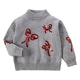 thumbnail image 3 of Crunowin Girls Crew Neck Sweater Long Sleeve Sparkle Detail Kids Everyday Tops Gray Size 3T, 3 of 7