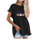 thumbnail image 1 of Blusa de manga corta con estampado regular de flecos y cuello redondo de algodón y cáñamo para mujer OAVQHLG3B Store  lin121212, 1 of 5