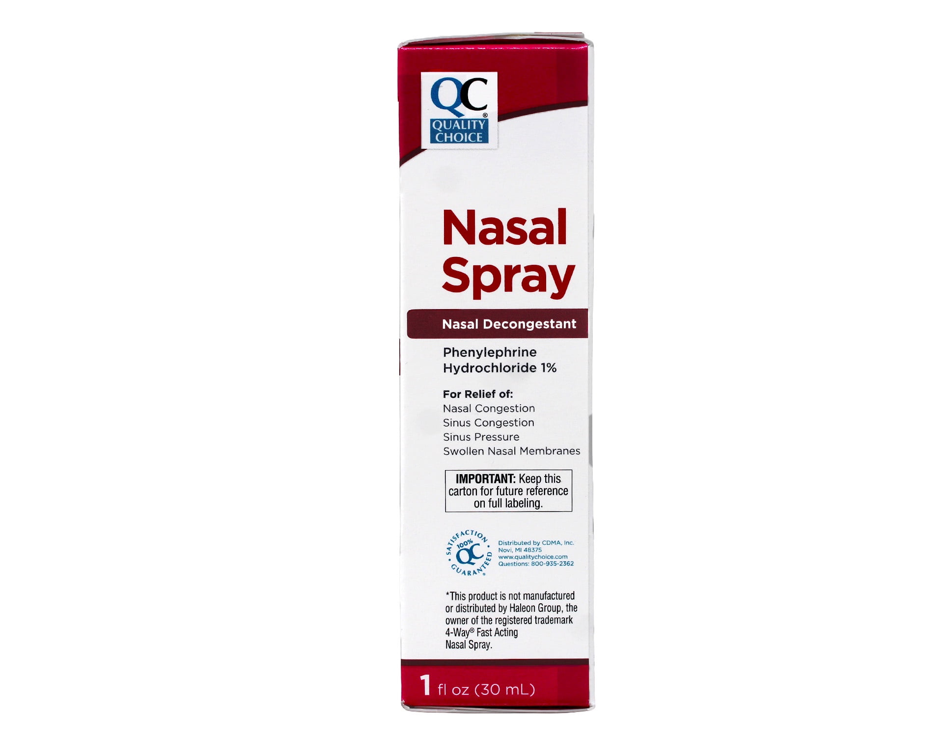 6 Pack Quality Choice 4 Way Acting Nasal Spray 1oz Each