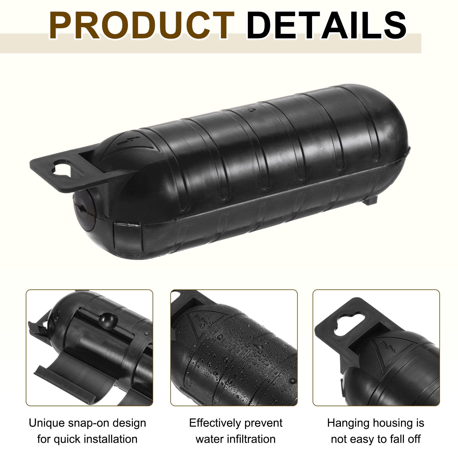 3pcs Extension Cord Cover IP44 Water-Resistant Electrical Connection Box, Black