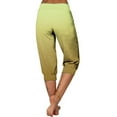 thumbnail image 5 of MIUOWANP Plus Size Women's Pants with Pockets Gradient Color Outdoor Activities Bound Feet Capri Pants Size L(8)Yellow, 5 of 6
