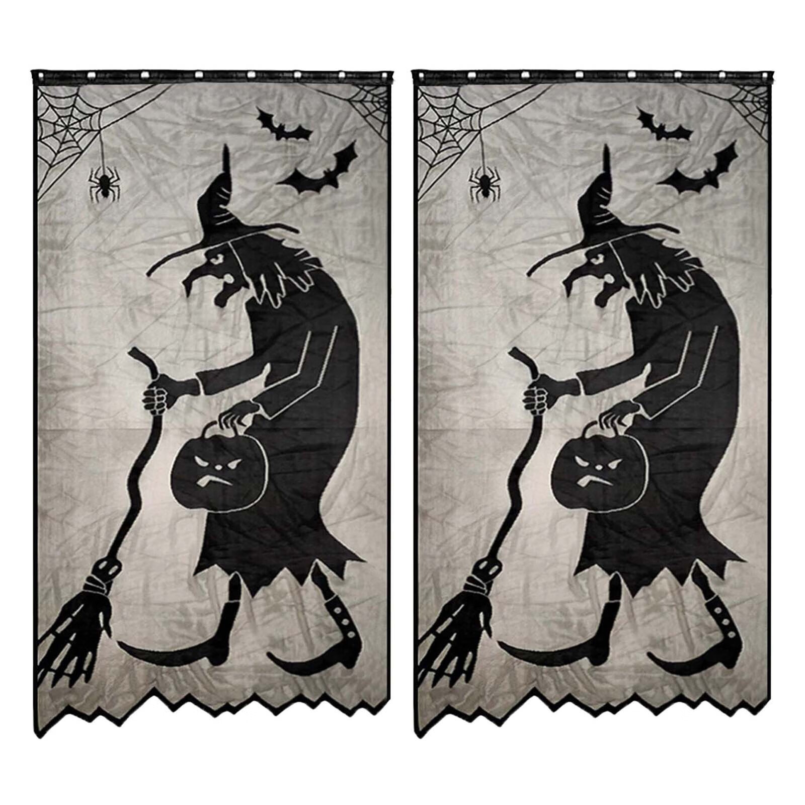 Halloween Home Decor Halloween Door Curtain Bat Black Lace Curtain