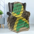 thumbnail image 4 of Jamaican Soft Flannel Fleece Blanket, Flag on the Wall Illustration with Chalk Effect Old Bricks Grunge Design Caribbean, Cozy Plush for Indoor and Outdoor Use, 50" x 70", Multicolor, by Ambesonne, 4 of 5
