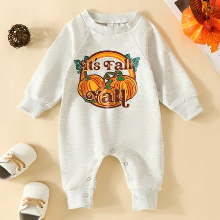 

Halloween Kid s Customes For Size 3-6 Months Baby Unisex Spring Autumn Long Sleeve Pumpkin Print Romper Bodysuit Clothes