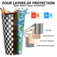 thumbnail image 3 of 16oz Tumblers Black White Checkered Pattern Stainless Steel Vacuum Insulated Double Wall Travel Tumbler Cups Mug with Lid and Straw,Cleaning Brush for Coffee,Tea, 3 of 4