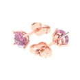 thumbnail image 2 of 14K Solid Gold Push Back Stud Earrings for Women | 1.5 cttw Round Cut Simulated Pink Diamond | Rose Gold, 2 of 5