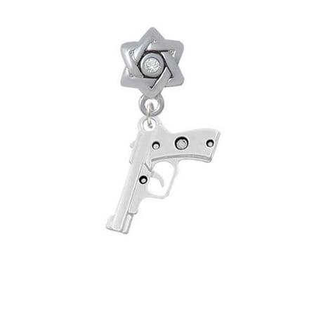 9mm Handgun - Star of David with Clear Crystal Charm