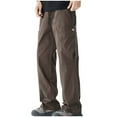 thumbnail image 2 of Donemore Men's Solid Color Casual Loose Fit Cargo Pants with Drawstring Waist Multiple Pockets Functional Utility Style Comfortable Versatile Daily Wear, 2 of 8