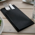 thumbnail image 4 of Restaurantware-Luxenap 15.8 Inch Dinner Napkins, 800 Linen Feel Disposable Napkins - Pre-Folded, Built-In Pocket For Silverware, Black Paper Pocket Napkin Sleeves, Absorbent, 4 of 4