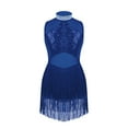 thumbnail image 2 of YONGHS Kids Girls Mesh Tassel Hem Dance Leotard Samba Jazz Tap Latin Salsa Costume Royal Blue 12, 2 of 5