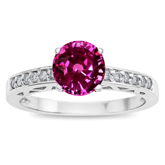 Star K � Round 7mm Simulated Pink Tourmaline Channel Set Engagement Promise Ring