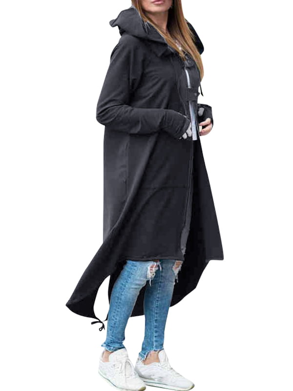 ARJOSA Womens Lightweight Pockets Drawstring Hooded Overcoat Jacket Outerwear