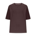 thumbnail image 6 of CHGBMOK Crew Neck T Shirts for Women Half Sleeve Blouses Linen Loose Basic Tops Plus Size Casual Dressy Tees, 6 of 6