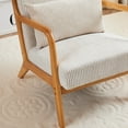 thumbnail image 4 of PAPROOS Mid-Century Modern Accent Chair, Corduroy Arm Chair with Solid Wood Frame, Upholstered Armchair Comfort Reading Chair Lounge Chair for Living Room Bedroom Sunroom, Beige, 4 of 11
