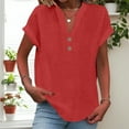 thumbnail image 6 of Womens Short Sleeve Button Front T-Shirt Breathable Polyester Fabric Tunics Top Stand Collar Plain Solid Color Blouse, 6 of 9