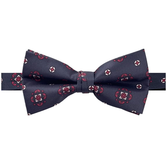 Jacob Alexander Men's Diamond Bloom Pattern Pre-Tied Adjustable Banded Bow Tie - Navy Blue